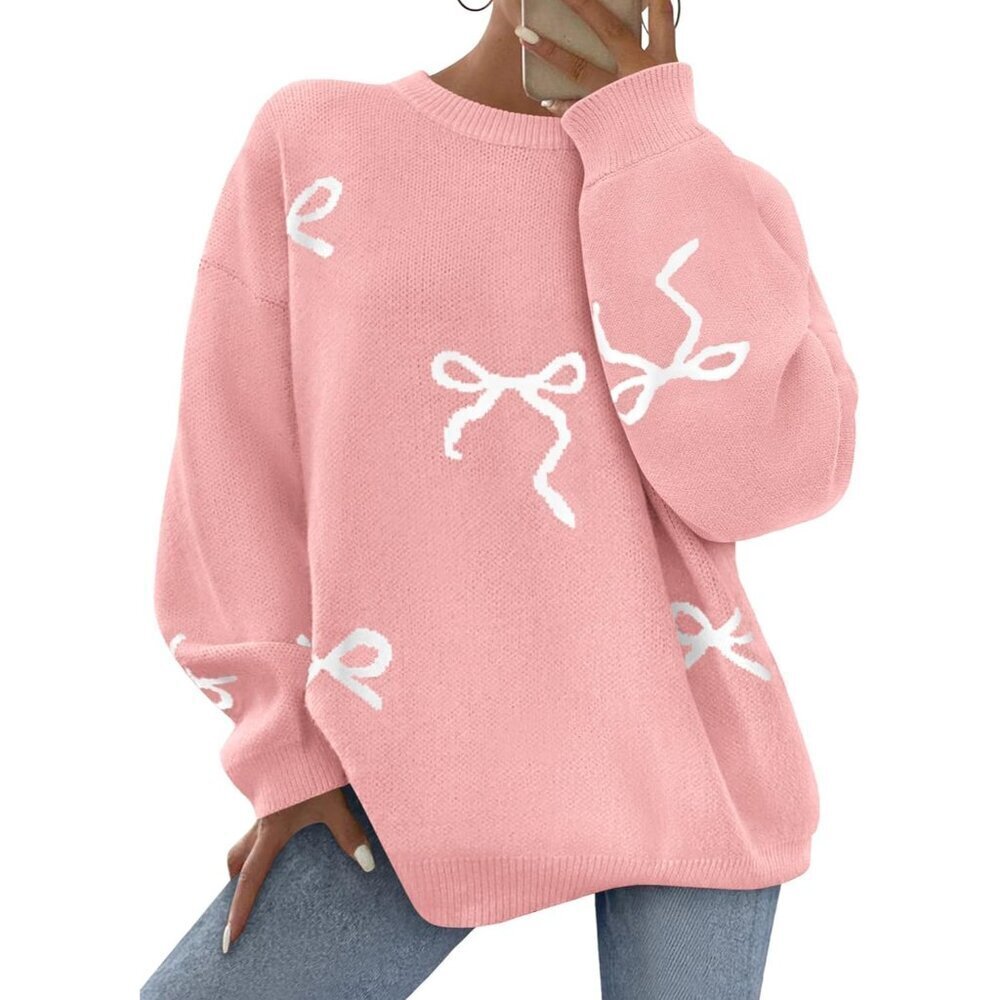 Fall Women's Long Sleeve Sweater Crewneck Chunky Knit Oversized Pullover